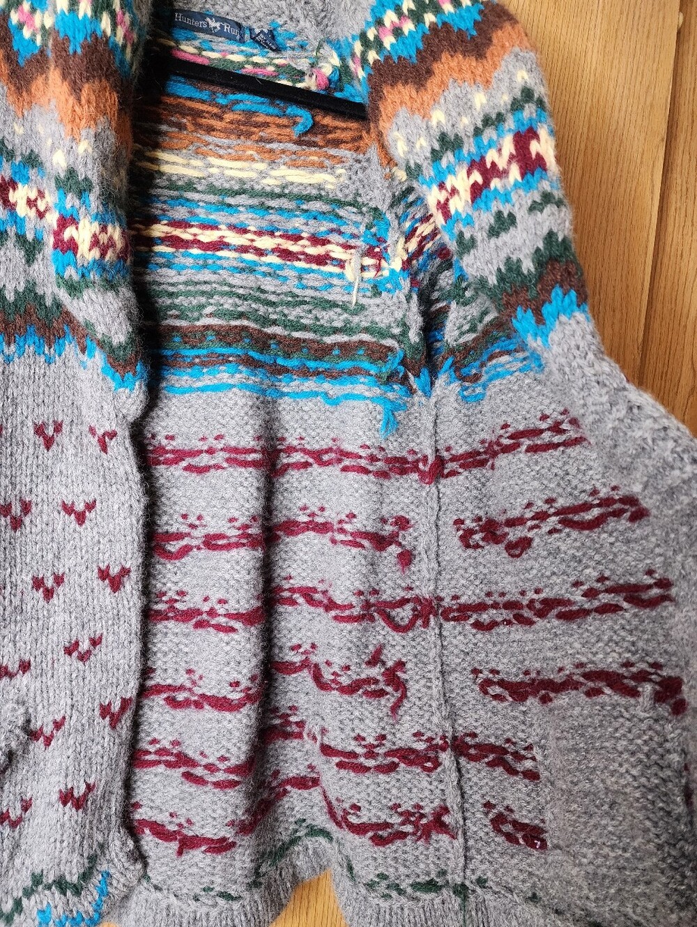 Vintage Hunters Run 100% Shetland Wool Collared Cardigan - Picture 7 of 9
